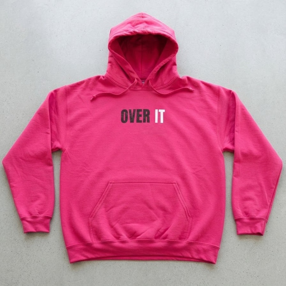 WoundUp XL Bright Pink "Over It" Hoodie Sweatshirt